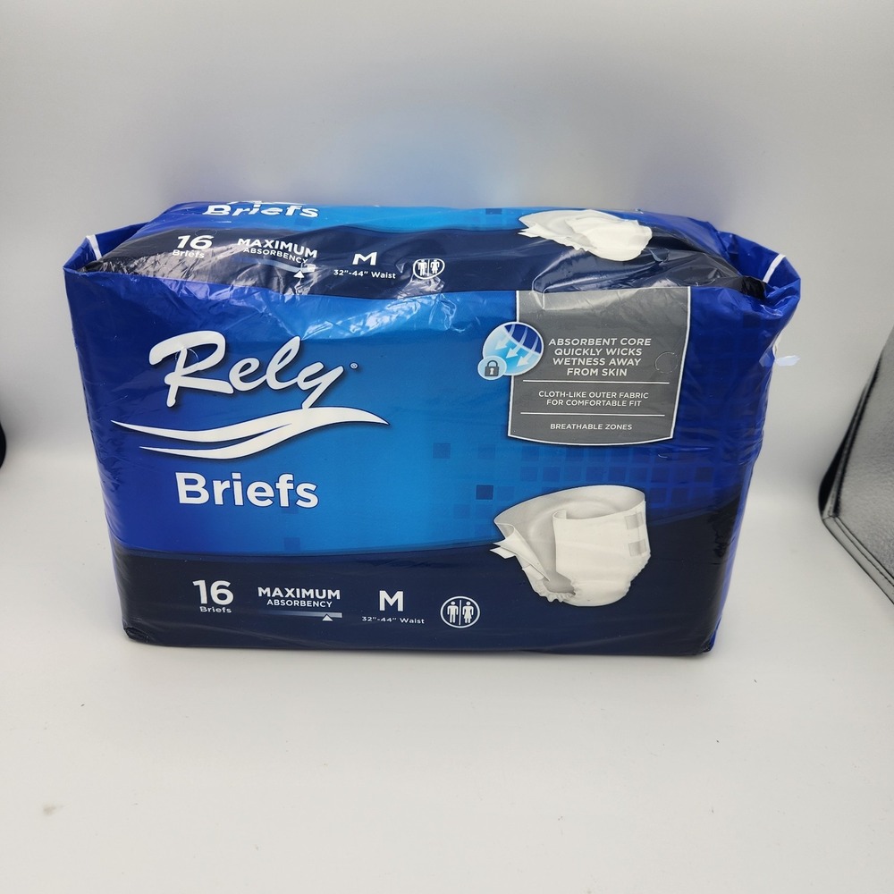 Rely Maximum Absorbency Briefs Size M‎ 16 count 32" To 44" Waist